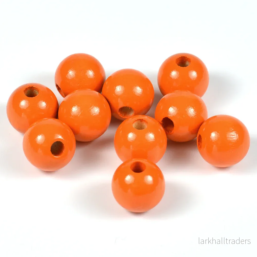 Träpärlor, 12mm, orange, 35st Träpärlor, 12mm, orange, 35st