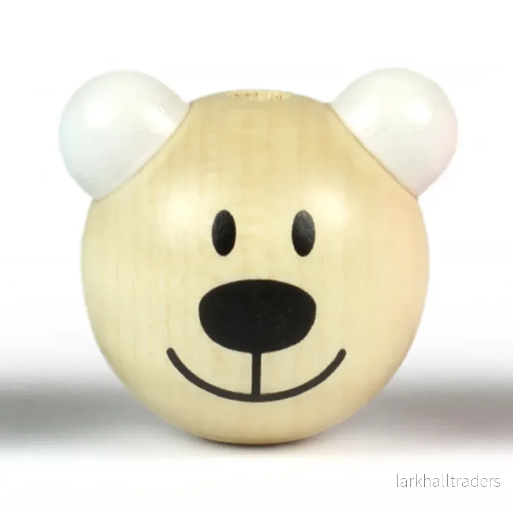 Rund motivpärla i trä, nalle - Bild 2