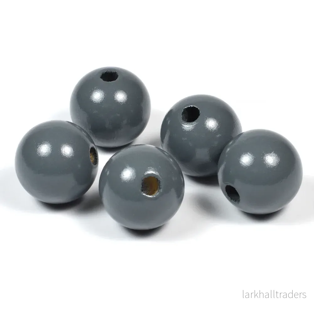 Träpärlor, 20mm, mörkgrå, 10st Träpärlor, 20mm, mörkgrå, 10st