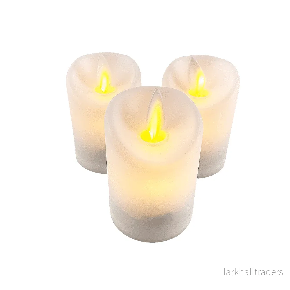 LED-ljus i plast - 3 st. - 7 cm - m/ 3D-låga och fjärrkontroll - vit - Bild 3