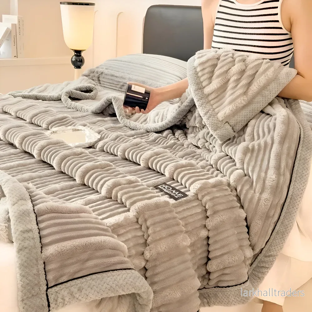 StripeHaven Pläd – Varm, Hållbar & Vintage-Inspirerad Fleecefilt - Bild 2
