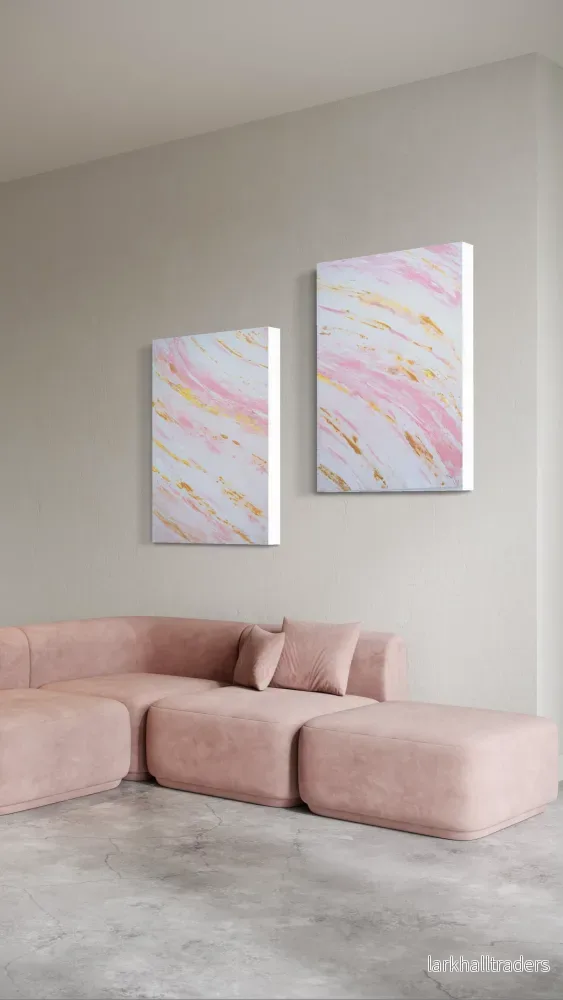 Original målning Abstrakt Marmor Havsvåg Rosa och Guld ”Blush Tides” Original målning Abstrakt Marmor Havsvåg Rosa och Guld ”Blush Tides”