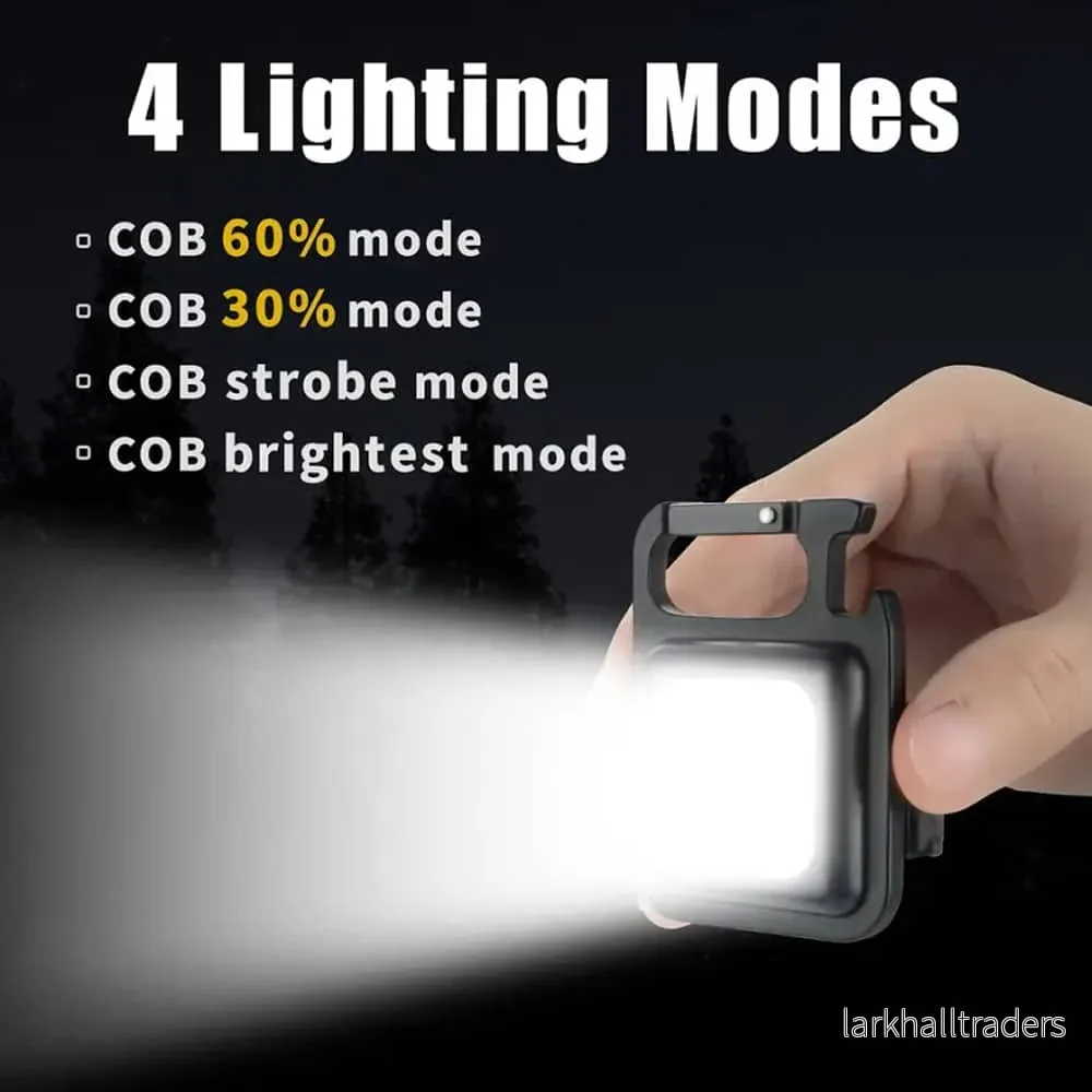 Nyckelring COB LED-ficklampa - laddningsbar - 3 ljuslägen - Bild 3