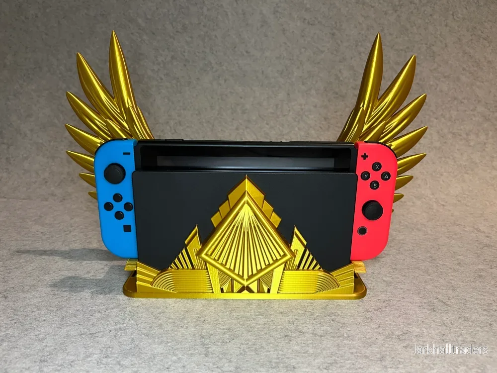 Zelda-inspirerad Switch-dock – Guld vingar & Triforce Zelda-inspirerad Switch-dock – Guld vingar & Triforce