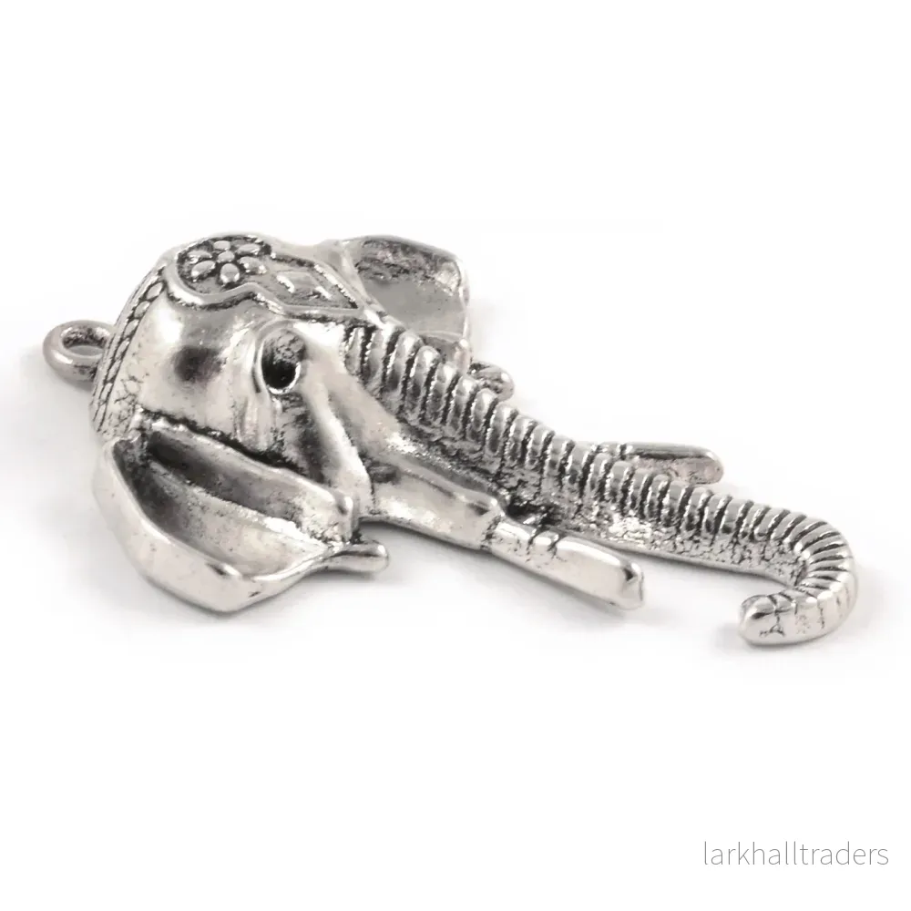 Berlock, elefanthuvud, antiksilver, 34x41mm, 2st - Bild 2