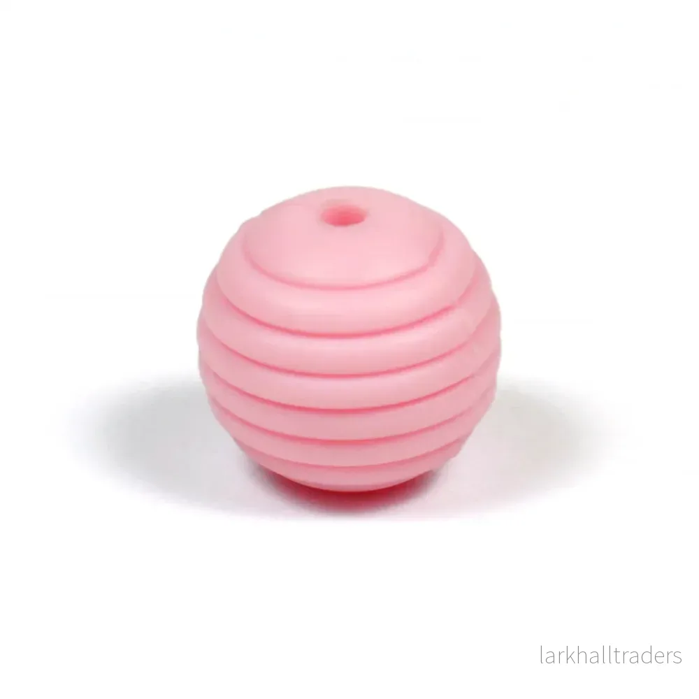 Räfflad silikonpärla, ljusrosa, 15mm Räfflad silikonpärla, ljusrosa, 15mm