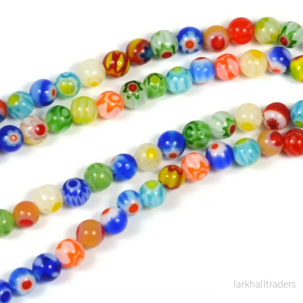 Runda millefiori pärlor, 4mm Runda millefiori pärlor, 4mm