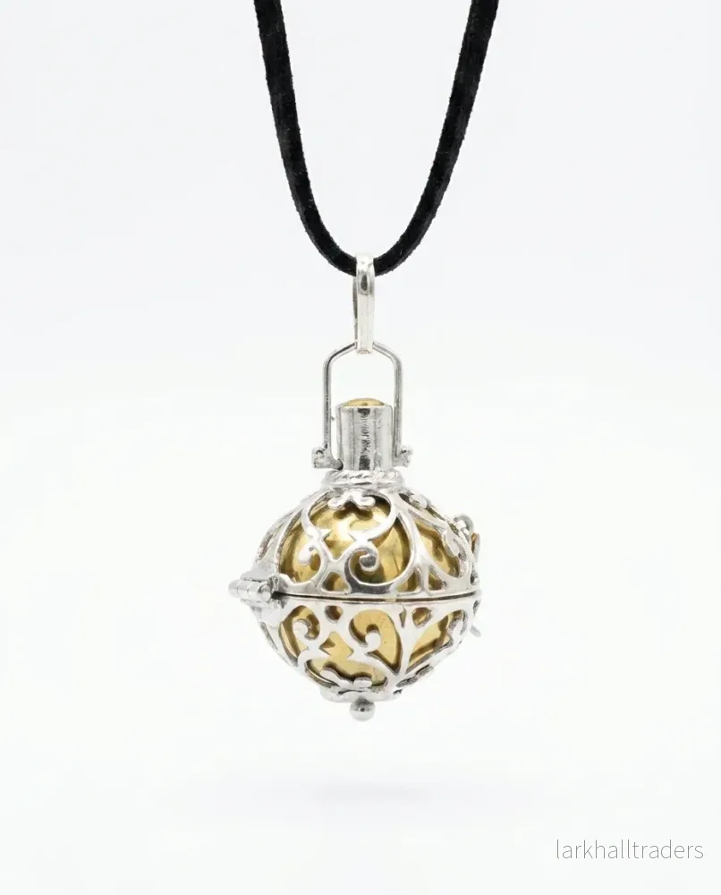 Halsband med änglaklocka i 925 silver – nattdesign, 18 mm Halsband med änglaklocka i 925 silver – nattdesign, 18 mm