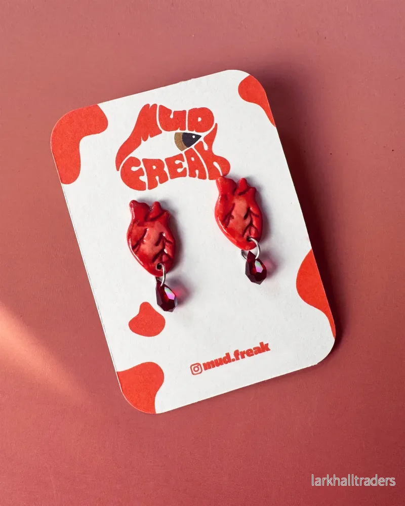 Anatomy heart earrings with crystal - Bild 3