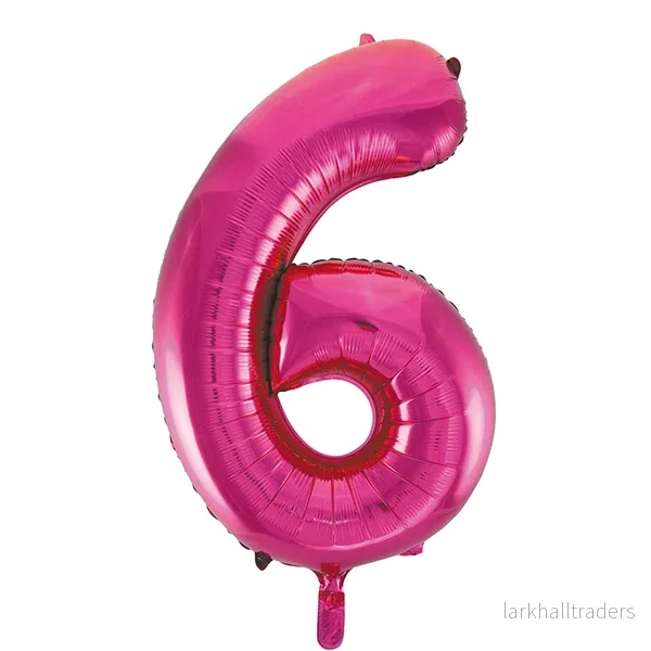 Folieballong, siffra 6 rosa 86 cm Folieballong, siffra 6 rosa 86 cm
