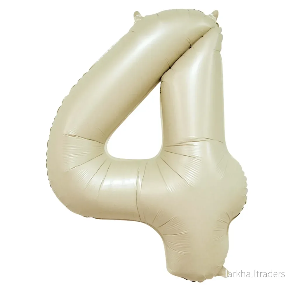 Folieballong, siffra 4 krämvit 86 cm Folieballong, siffra 4 krämvit 86 cm