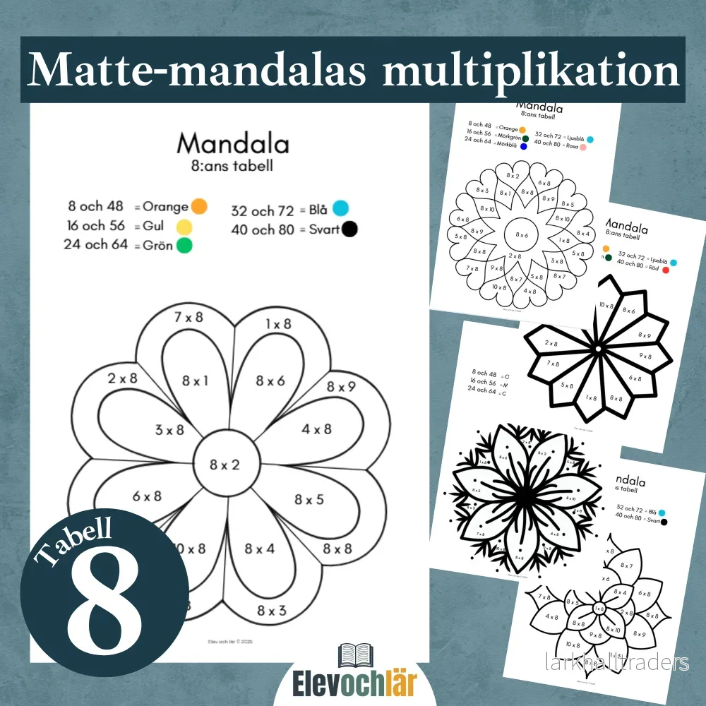 Matte-mandalas 8:ans multiplikationstabell Matte-mandalas 8:ans multiplikationstabell