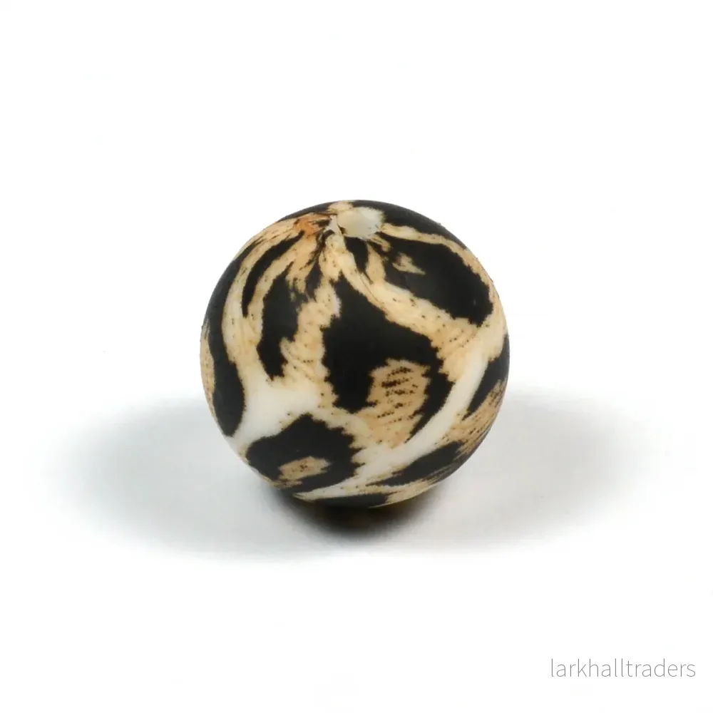 Silikonpärlor, leopard päls, 15mm
