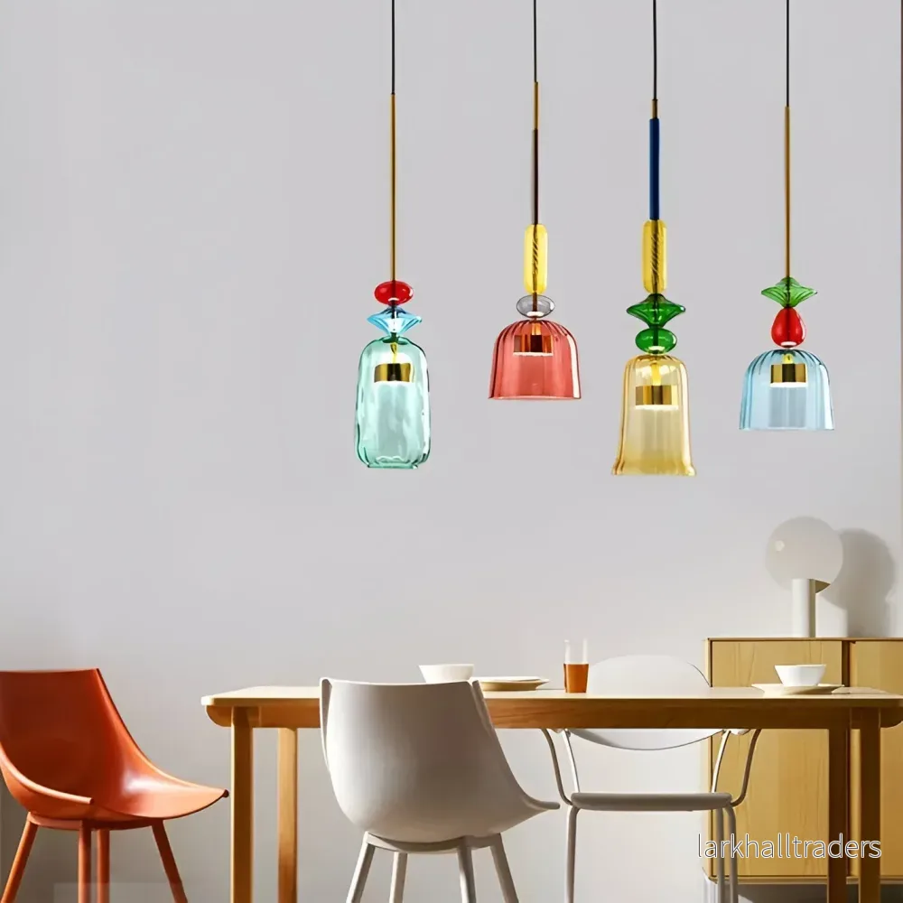 LumiFuse – Flerfärgad Glaspendellampa i Nordic Macaron-Design - Bild 3