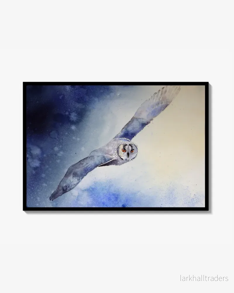 Owl in blue morning light. Poster Owl in blue morning light. Poster