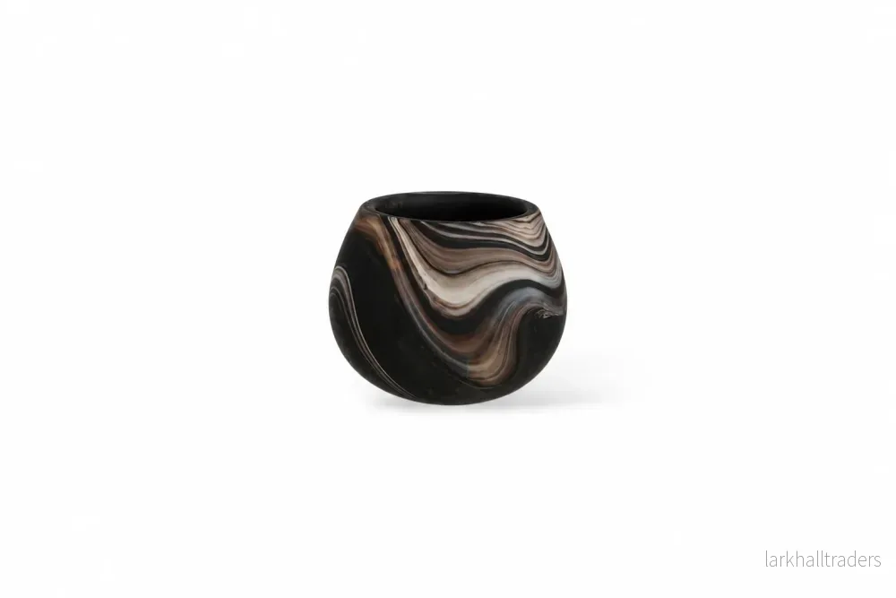 SWIRL Glas Votive – Brun/Svart