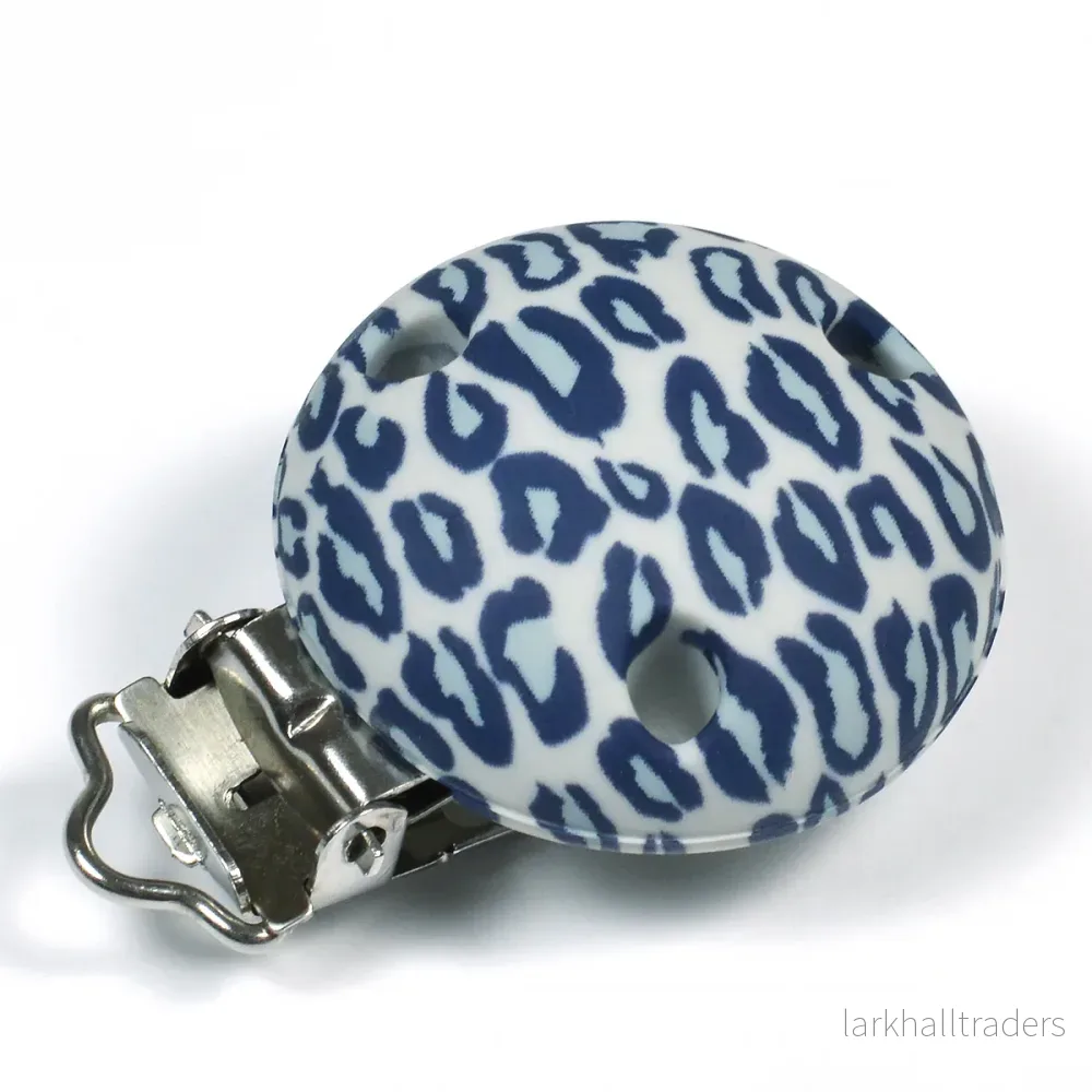 Silikonclips, leopard grå