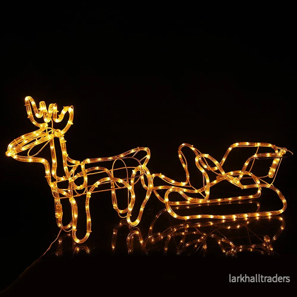 Ren och släde – 120 cm med LED-ljus – Ren och släde – 120 cm med LED-ljus –