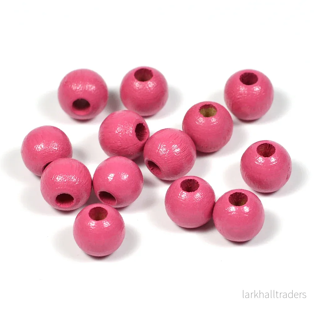 Träpärlor, 8mm, mörkrosa, 60st