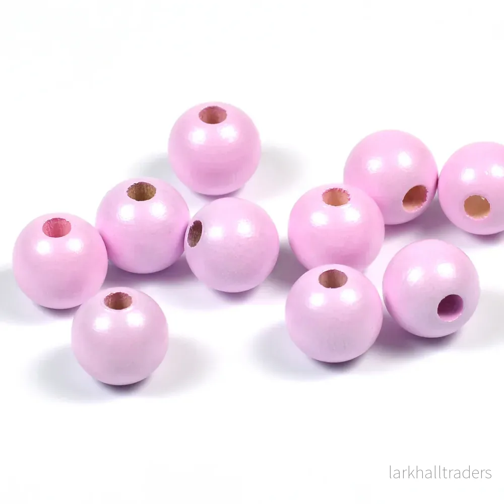 Träpärlor, 10mm, shiny-ljusrosa, 50st