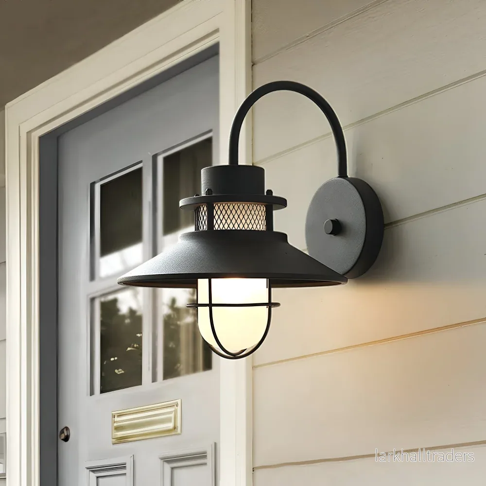 RustBlack – Industriell Vägglampa i Järn och Glas för Inomhus & Utomhusbruk