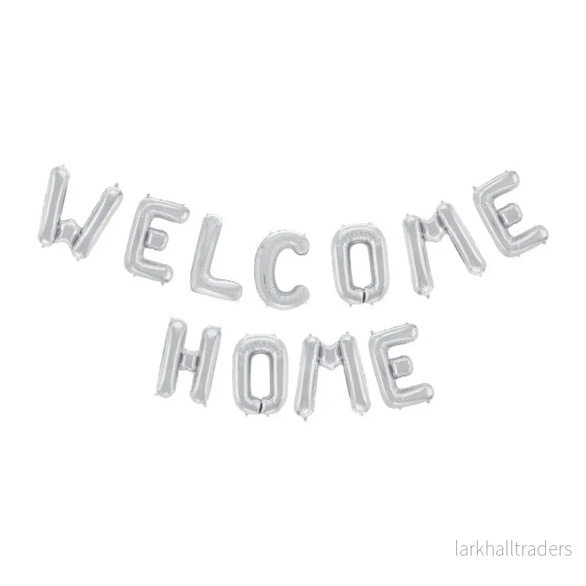 Folieballong, girlang welcome home silver