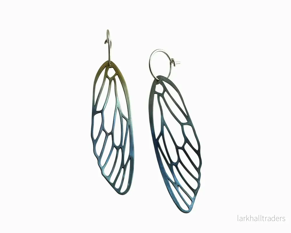 Cicada wings titanium Örhängen
