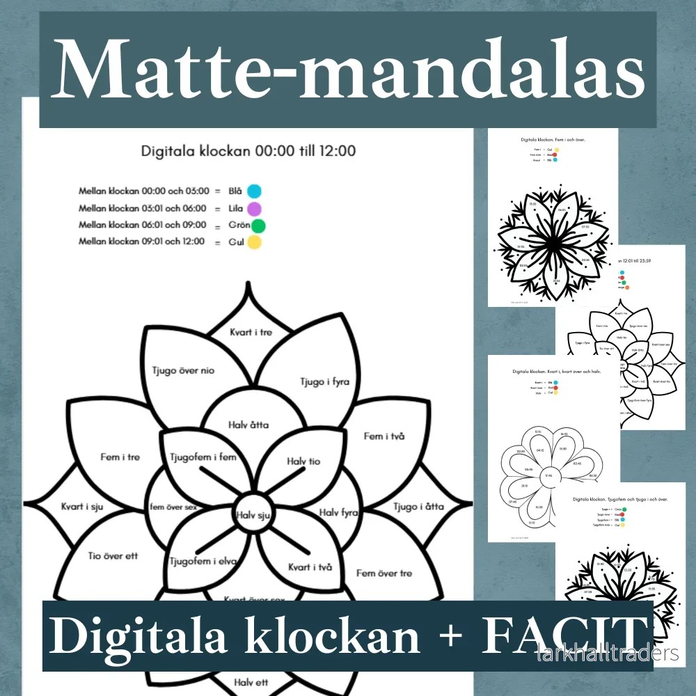 Digitala klockan mandalas – 5 arbetsblad + facit. Öva digital tid! Digitala klockan mandalas – 5 arbetsblad + facit. Öva digital tid!