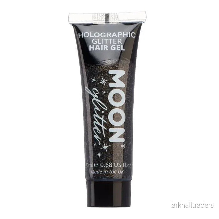 Moon Hårgelé holografiskt glitter, svart 20 ml