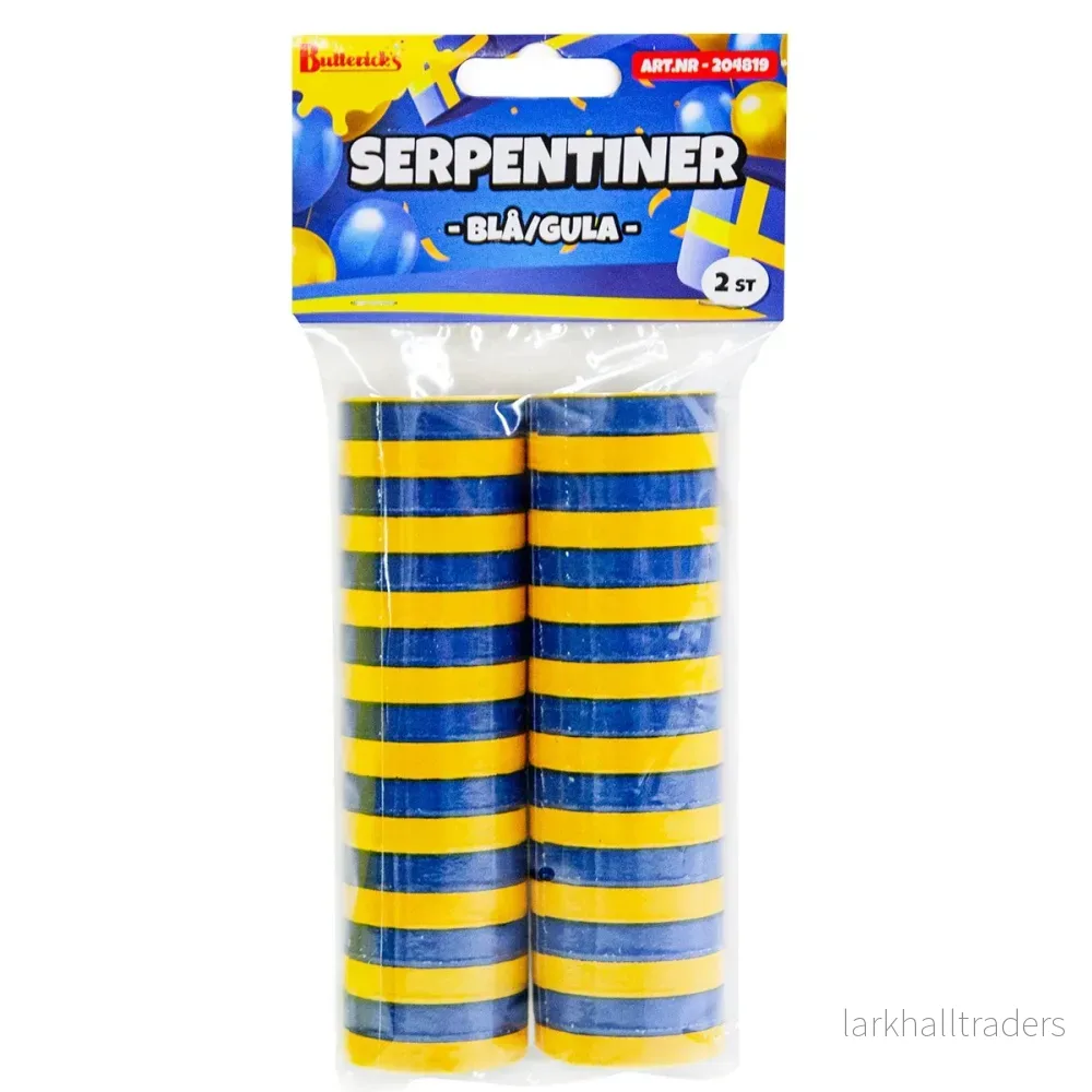Serpentiner, blå/gul 2 st Serpentiner, blå/gul 2 st