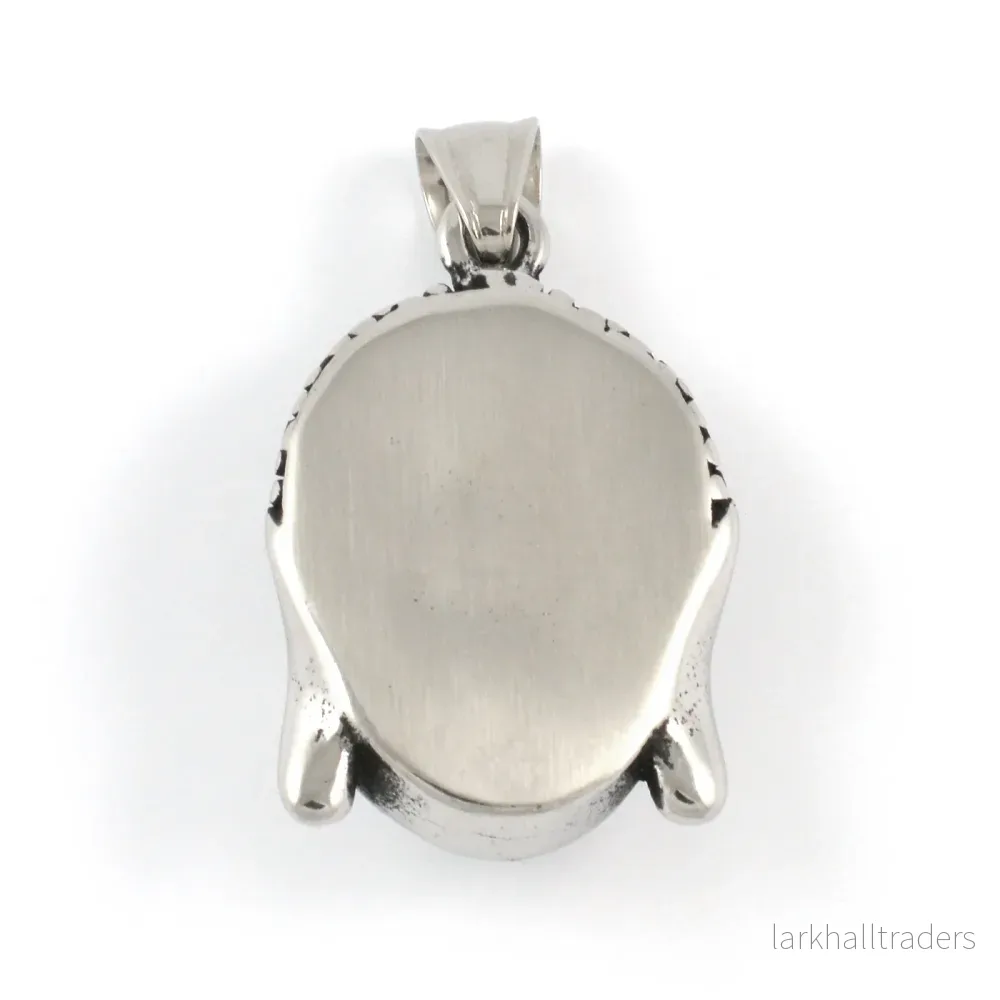 Stor berlock / hänge, Buddha huvud, rostfritt stål, 24x29mm, 1st - Bild 3