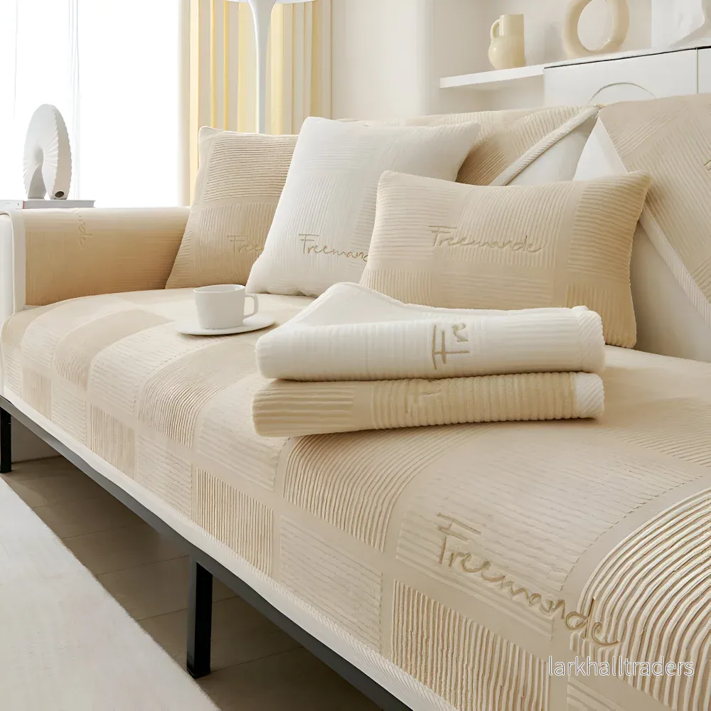 NordicHold Plush – Tjockt Antislipp Sofföverdrag i Elegant Polyesterdesign - Bild 2