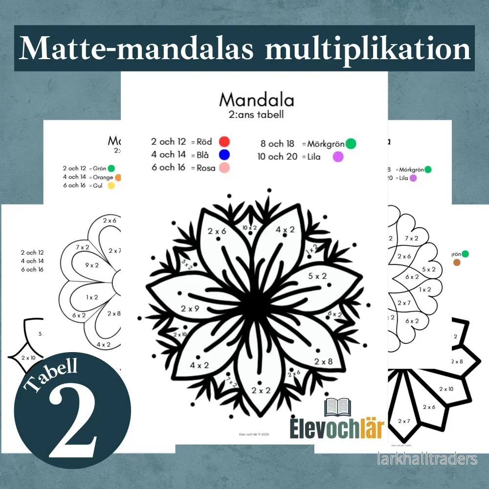 Matte-mandalas 2:ans multiplikationstabell Matte-mandalas 2:ans multiplikationstabell