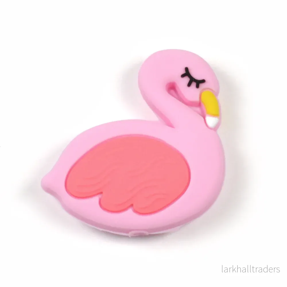 Motivpärla i silikon, flamingo