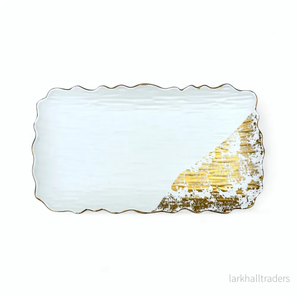 Molly Serveringsfat - 35cm Vit och Guld