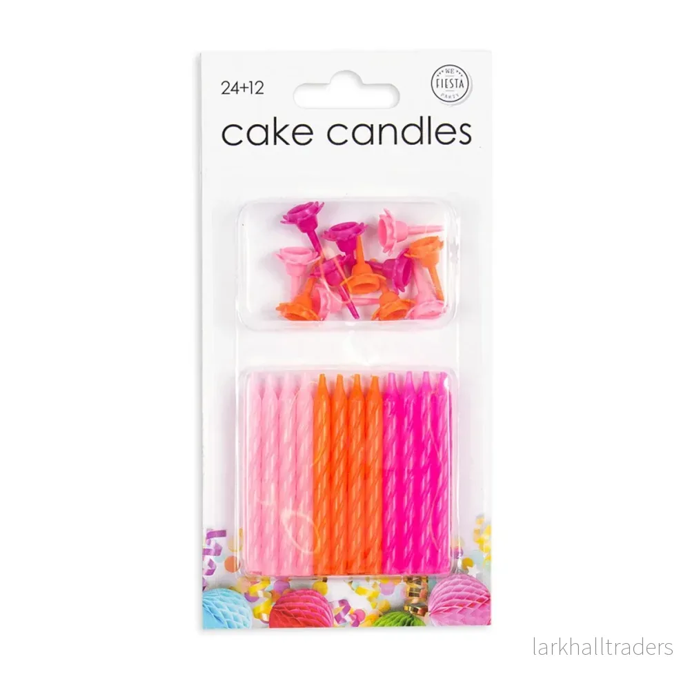 Tårtljus, ljus inkl hållare rosa 24 st Tårtljus, ljus inkl hållare rosa 24 st