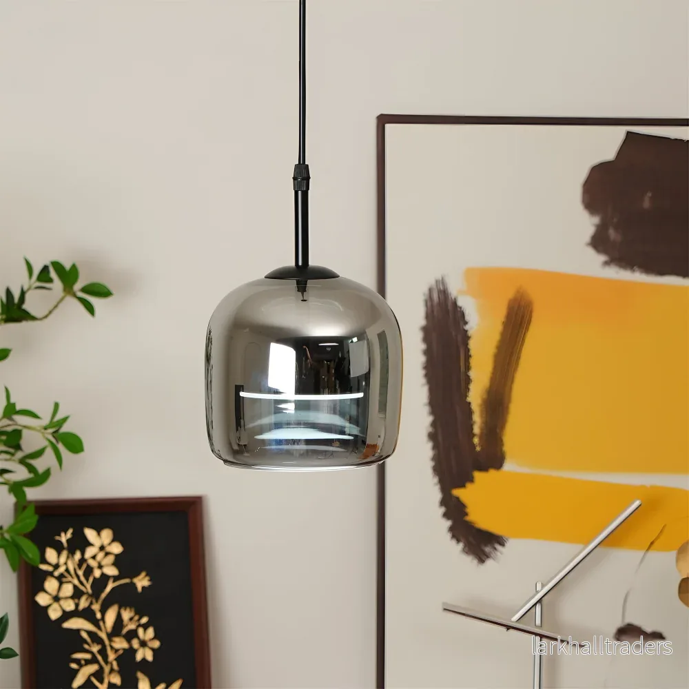Goblera – Glaspendellampa i Svartgrå Design med Kelchform - Bild 2