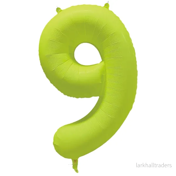 Folieballong siffra, 9 neon gul 86 cm Folieballong siffra, 9 neon gul 86 cm