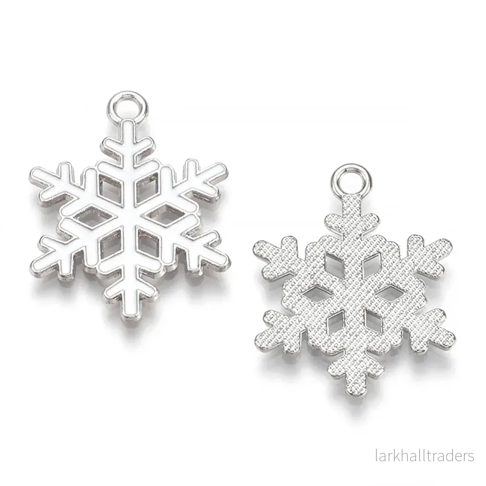 Berlock med emalj, snöflinga, 19x22mm, 2st Berlock med emalj, snöflinga, 19x22mm, 2st