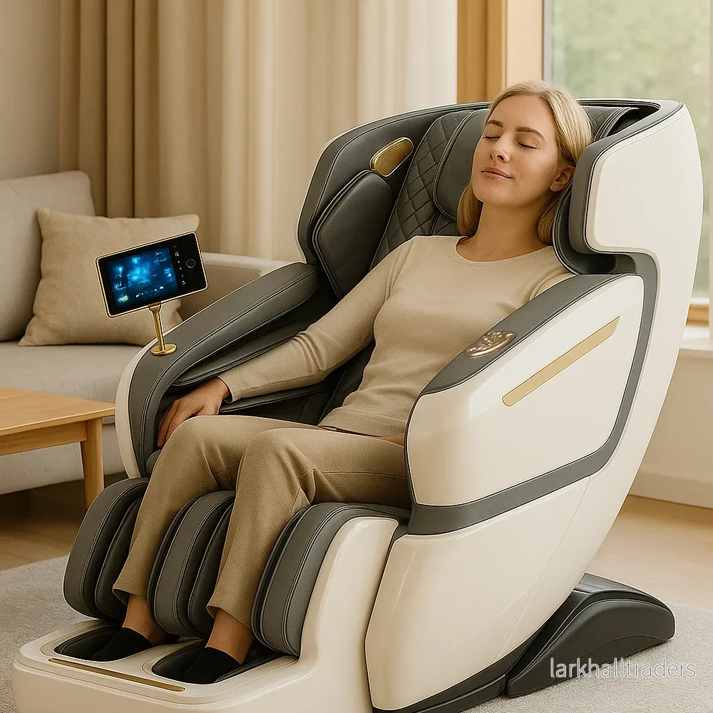 Massagefåtölj 4D Lyx Pro+ med SL-teknologi, Värmeterapi, Röststyrning & Pekskärm - Modell M5 vit - Bild 2