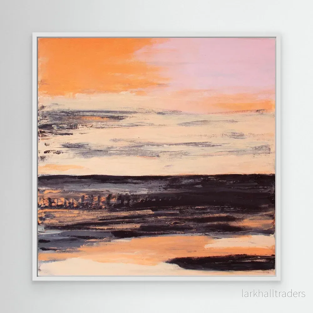 Original Målning Abstrakt Havslandskap Korallrosa - Coral Beach | Svensk Konst - Bild 2