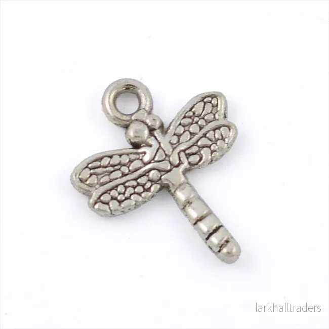 Berlock, trollslända, antiksilver, 16x20mm, 10st