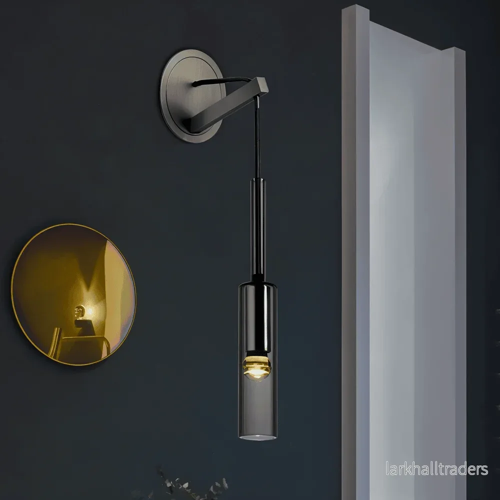 SmokyGlow – Kristallgrå Vägglampa | Minimalistisk Rökig Glasrörsdesign med Varm LED-belysning - Bild 3