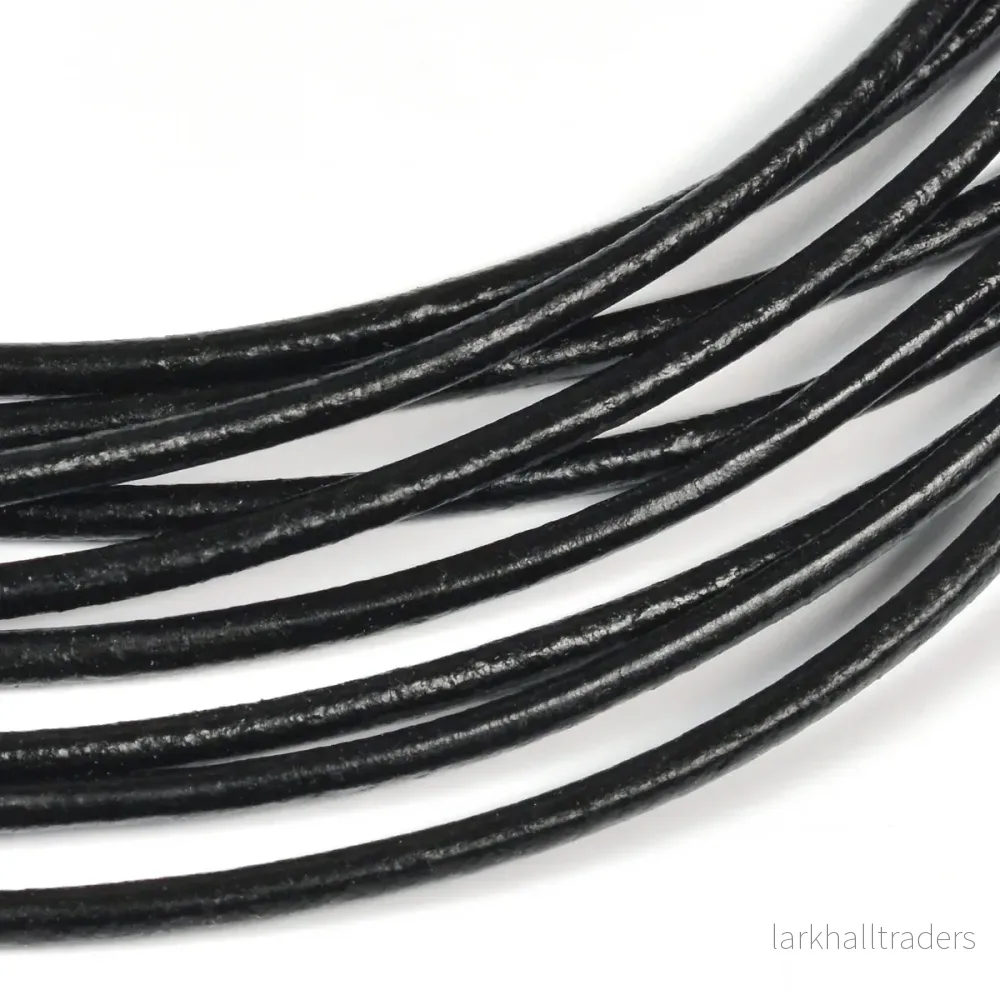 Lädersnöre, svart, 3mm