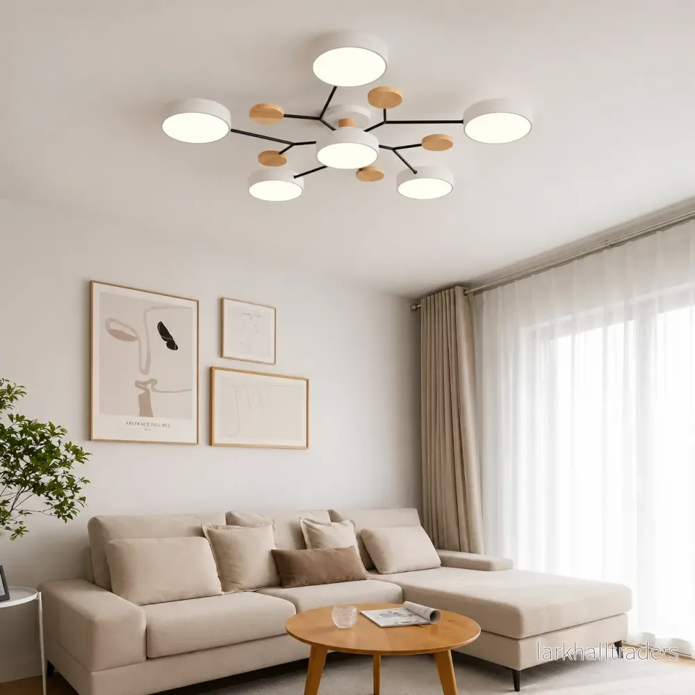 Lunaris – Samtida LED Taklampa med Modern Design och Trädetaljer - Bild 2