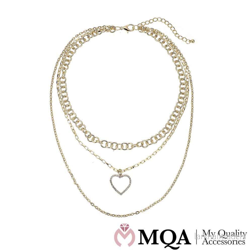 Halsband, dubbel, guldfärgad, romantiskt hjärthänge, justerbart Halsband, dubbel, guldfärgad, romantiskt hjärthänge, justerbart