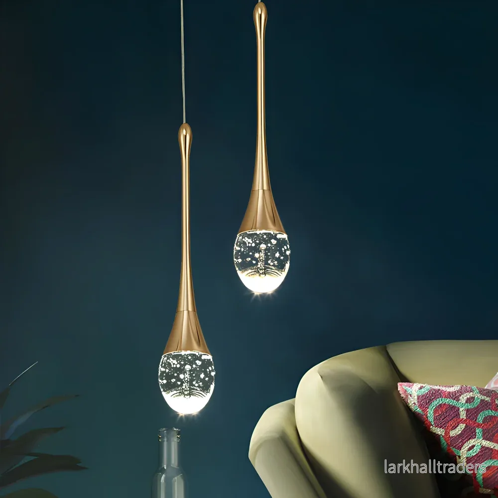 Rainelle – Kristallglas Pendellampa i Svart och Guld med Droppdesign Rainelle – Kristallglas Pendellampa i Svart och Guld med Droppdesign