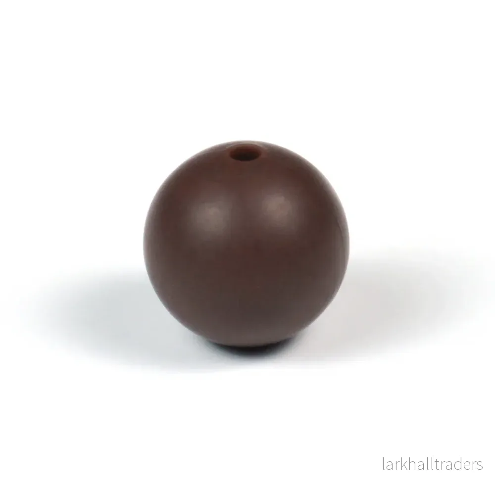 Silikonpärlor, chokladbrun, 15mm