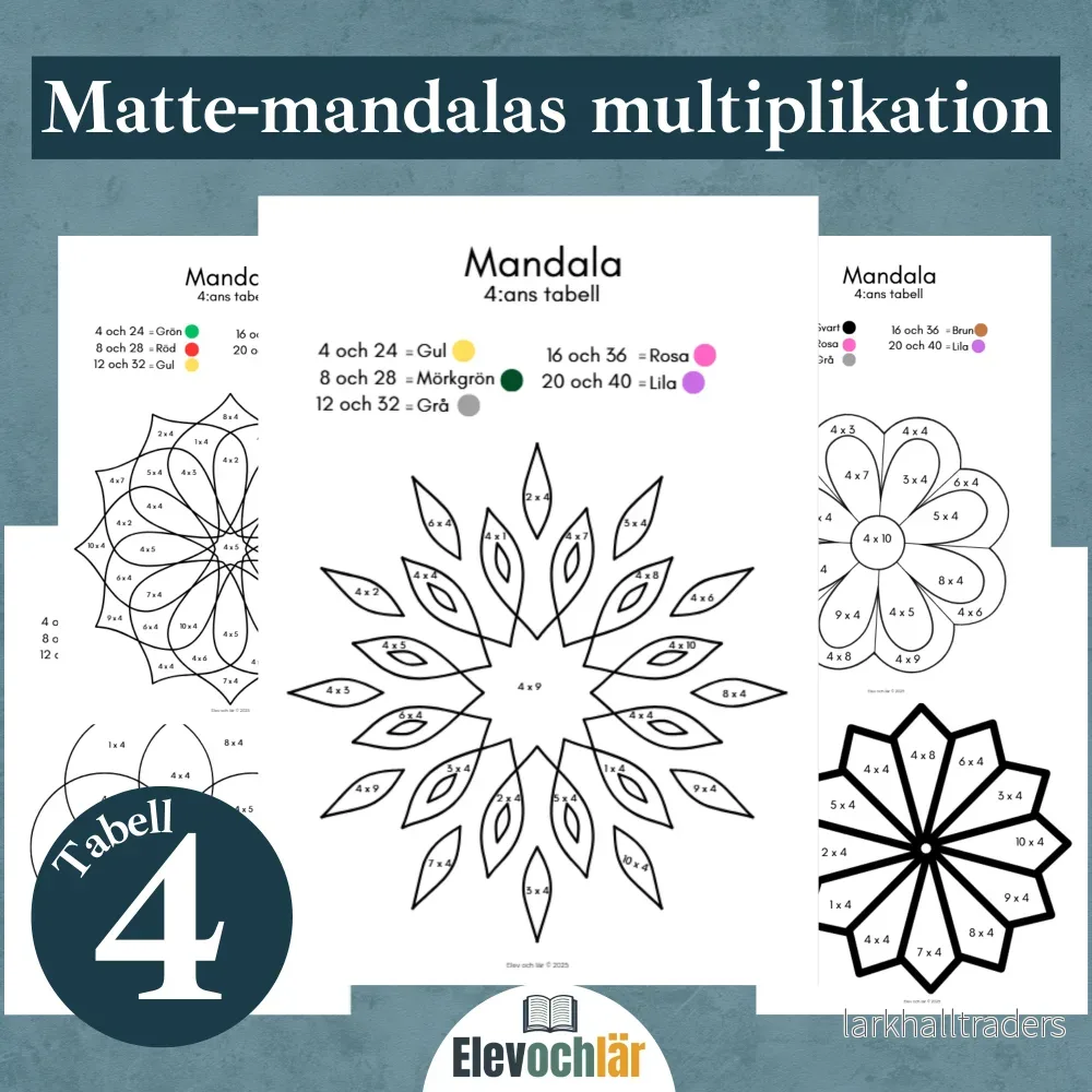 Matte-mandalas 4:ans multiplikationstabell Matte-mandalas 4:ans multiplikationstabell