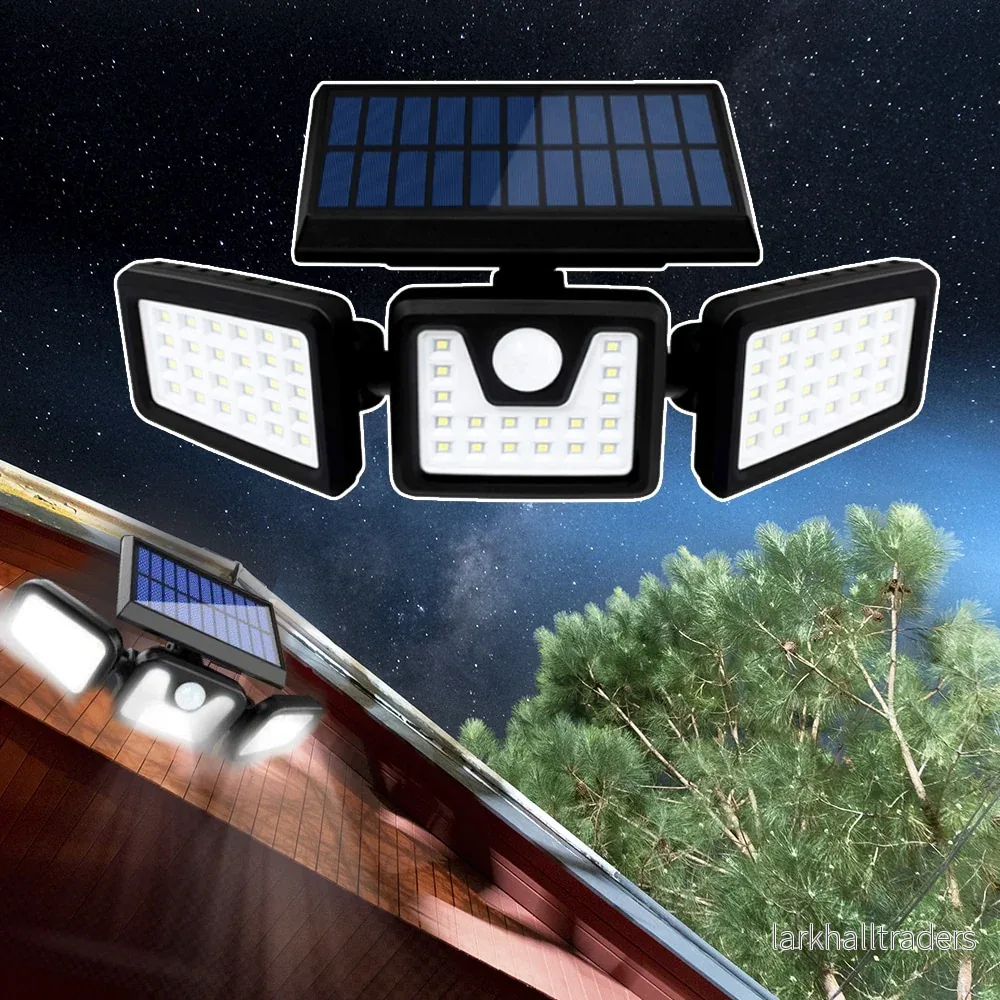 LED-lampa med 3 kraftfulla lampor (74 lysdioder) & rörelsesensor LED-lampa med 3 kraftfulla lampor (74 lysdioder) & rörelsesensor